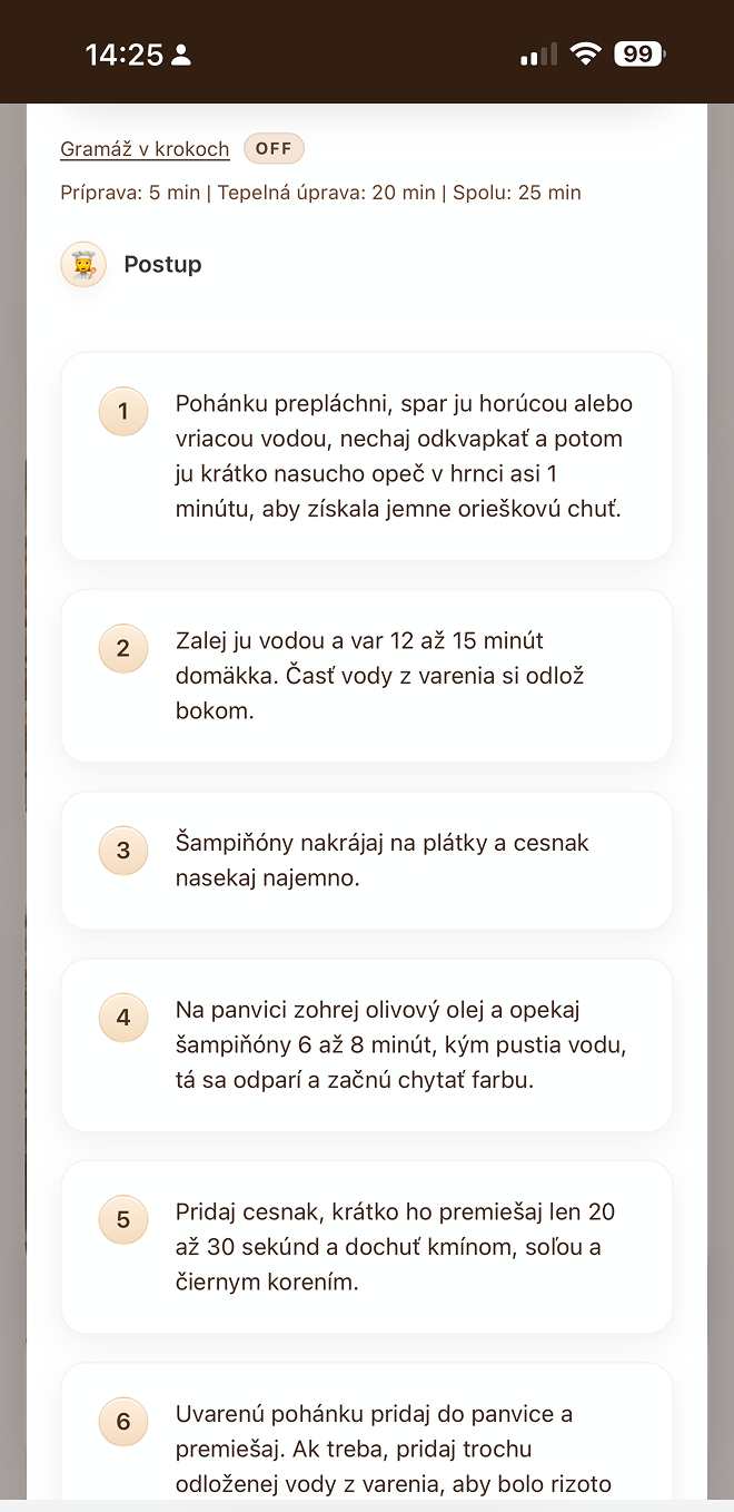 Evenyn krok 3 - nakupny zoznam